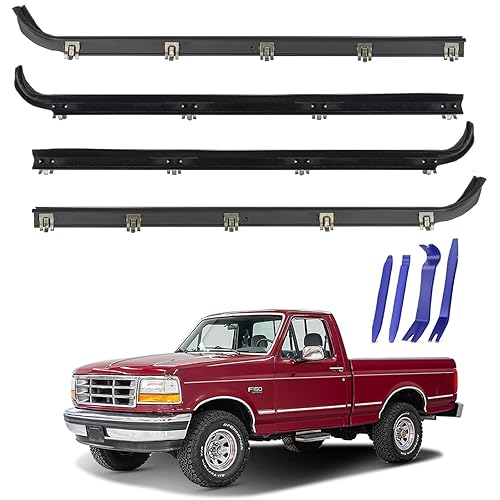 Window Molding Sweep Felt Trim Seal for 1987-1997 Ford F150 F250 F350 Bronco,Front Inner & Outer Door Weatherstrip Window Seal Belt,Replace#E7TZ1521452A E7TZ1521453A F2TZ1521456A F2TZ1521457A