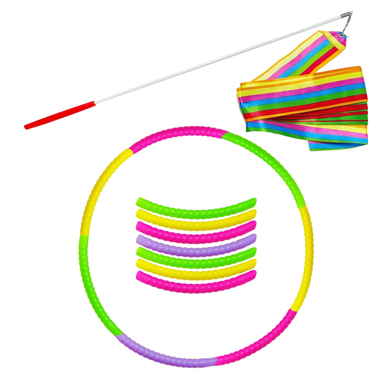 Hula Hoop 1 sztuka kolorowy pasek do tańca i 1 sztuka, Hula Hoop dla dzieci, zdejmowany hula hoop, rekwizyty do tańca