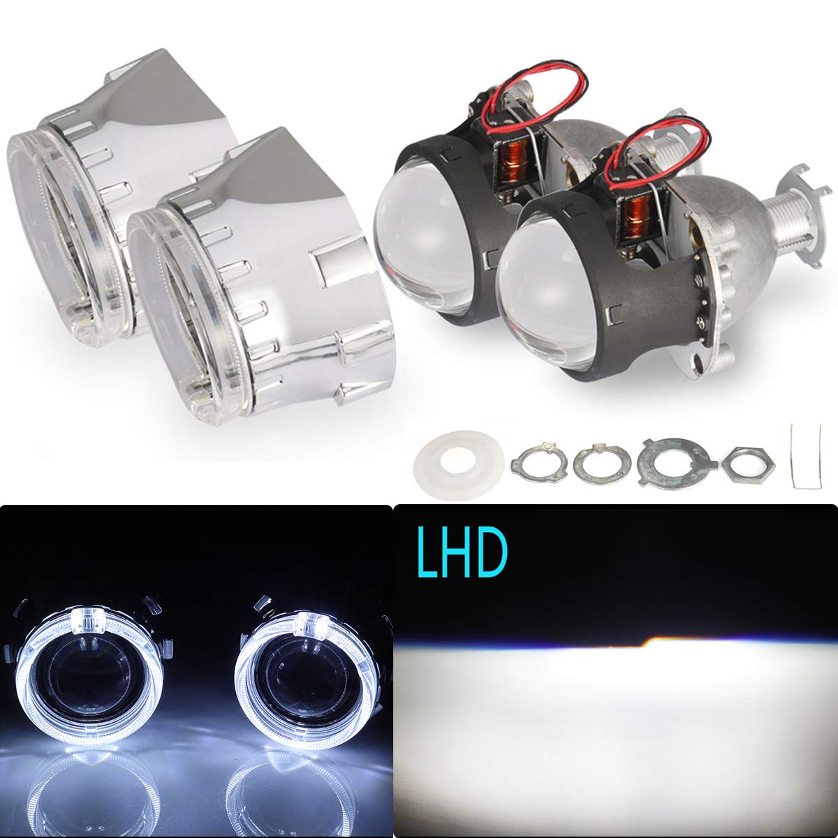 Left Hand Drive Mini 2.5 Inch H1 Bi-Xenon Projector Lens High Beam and Low Beam For H4 H7 9005 9006 