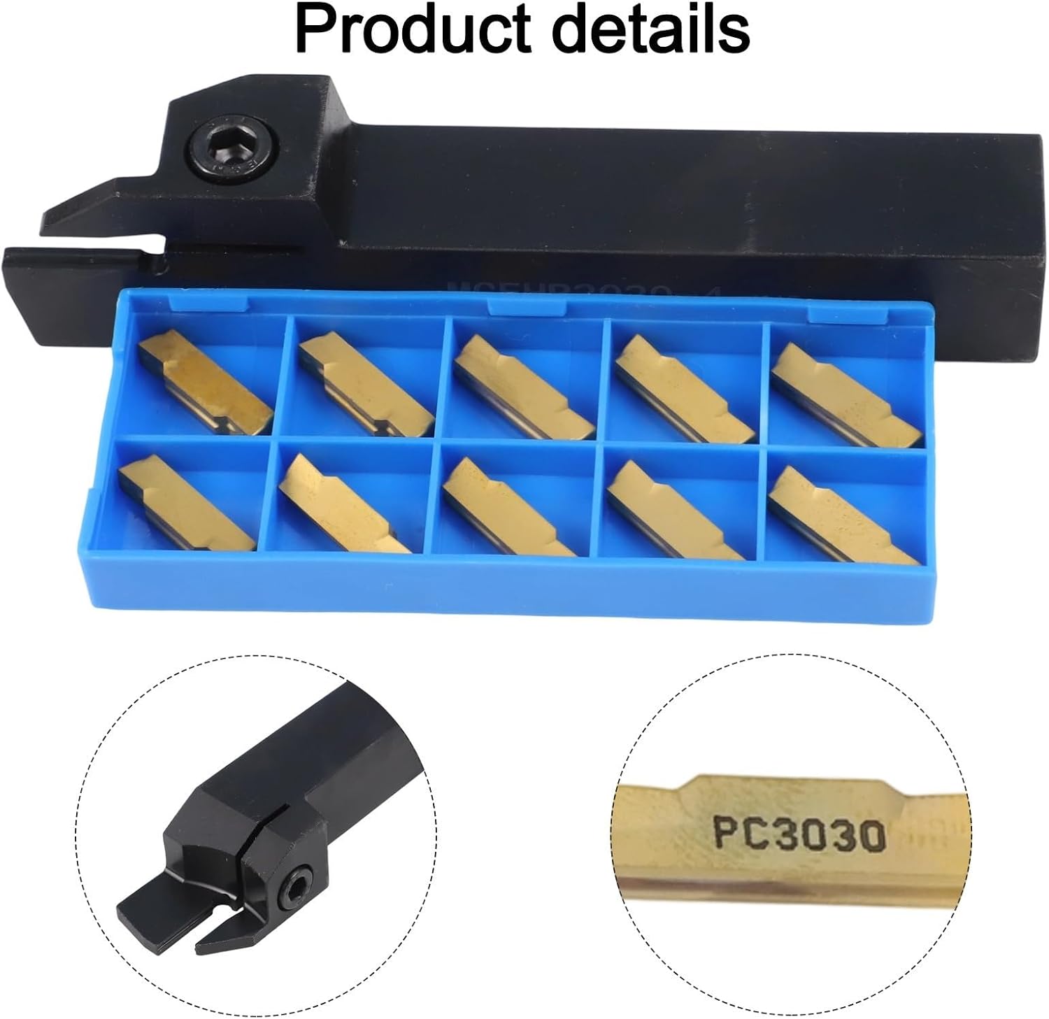 20mm Right-Hand MGEHR2020-4 Lathe Cut-Off Tool Holder with 10× MGMN400-M Carbide Inserts, 4mm Grooving, for Steel/Stainless Steel/Cast Iron Turning