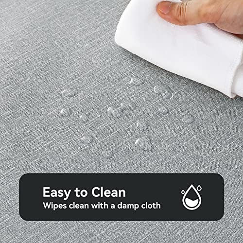 Image of Romanstile 100% Waterproof PVC Tablecloth, Square Oil Spill Proof Stain Resistant Vinyl Table Cloth, Wipe Clean Plastic Table Covers for Kitchen /Dining /Parties - 54 x 54 Inch, Light Grey