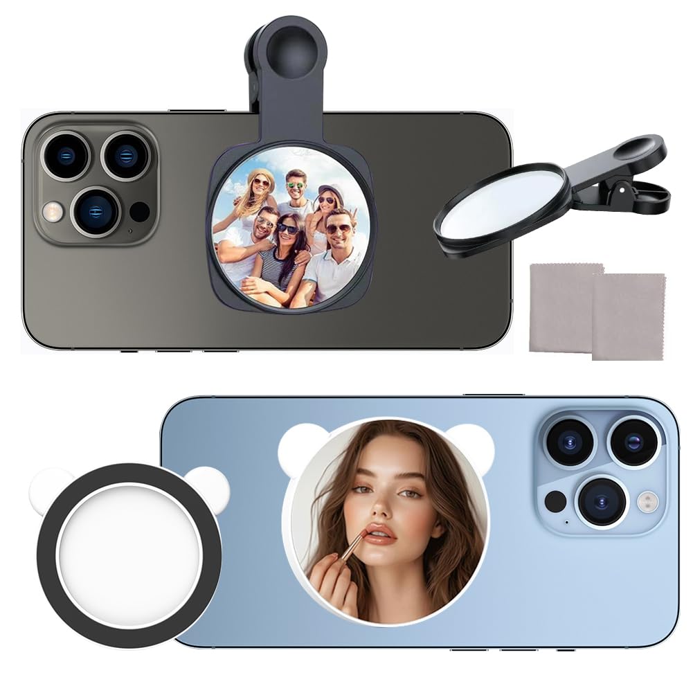 SHDIEHJFMLDH 2 Sets Magnetic Selfie Mirror for Back Camera, Compatible with Magsafe Case & All Phones, Convex Cell Phone Mirror for Selfie & Vlogging & Streaming, See How You Look in The Back Camera