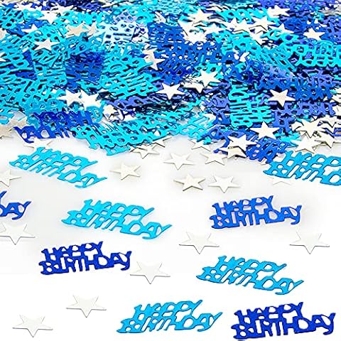 Birthday Confetti, Blue HAPPY BIRTHDAY Confetti Silver Star Confetti Sequins 30g Blue Silver Table Confetti HAPPY BIRTHDAY Confetti for Birthday Party Decorations Cover