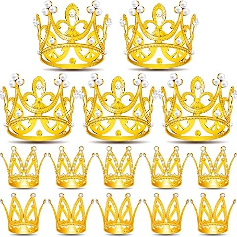 15Pcs Mini Crowns for Flower Bouquets, Mini Crown Cake Topper, Small Crystal Pearl Cupcake Toppers for Flower Arrangements Cupcake Baby Shower Birthday Party Wedding Decor Cover
