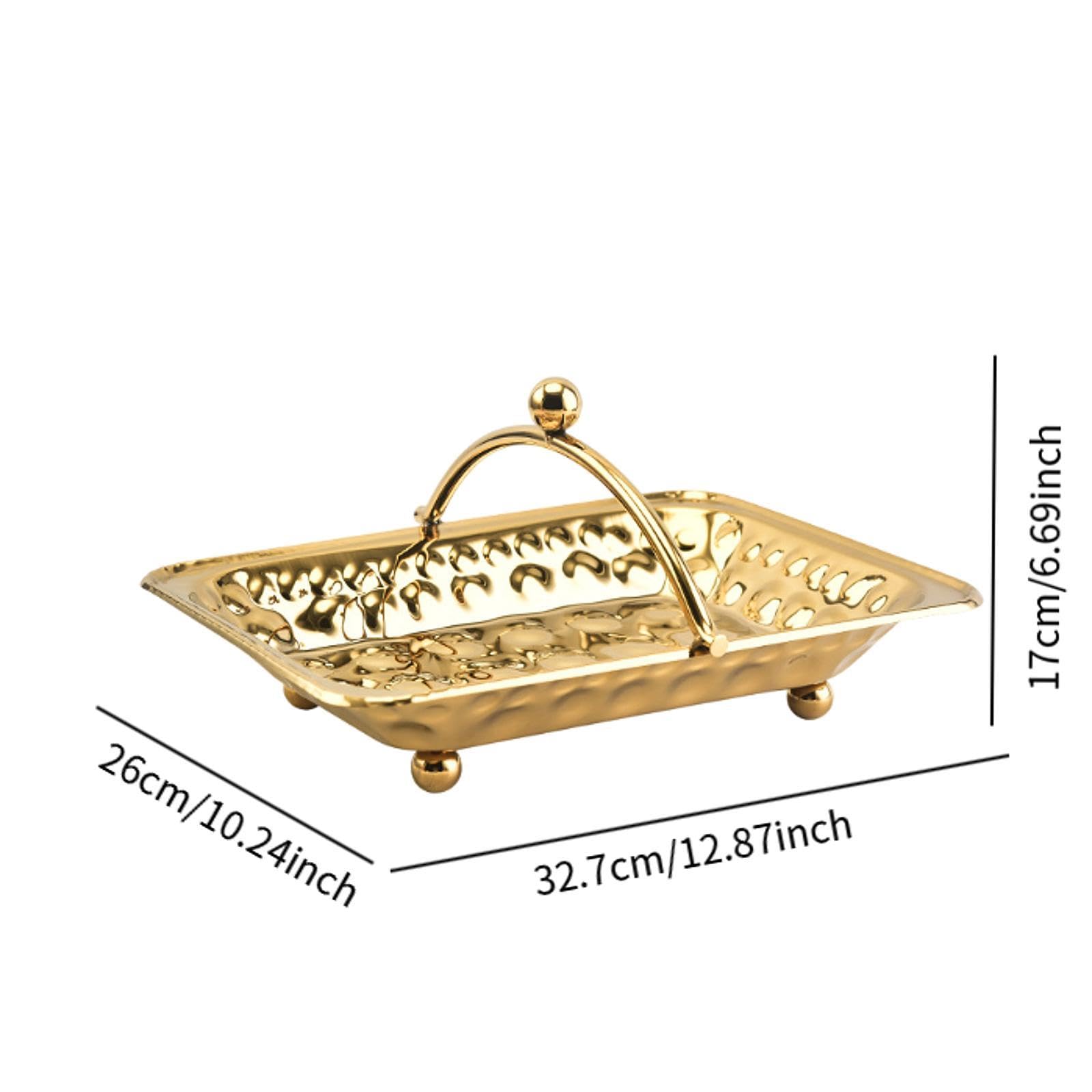 Bandeja de metal para tocador, bandeja de servir de acero inoxidable, fácil de limpiar, bandeja de almacenamiento para toallas de invitados, servilletero para baño de maquillaje (dorado)