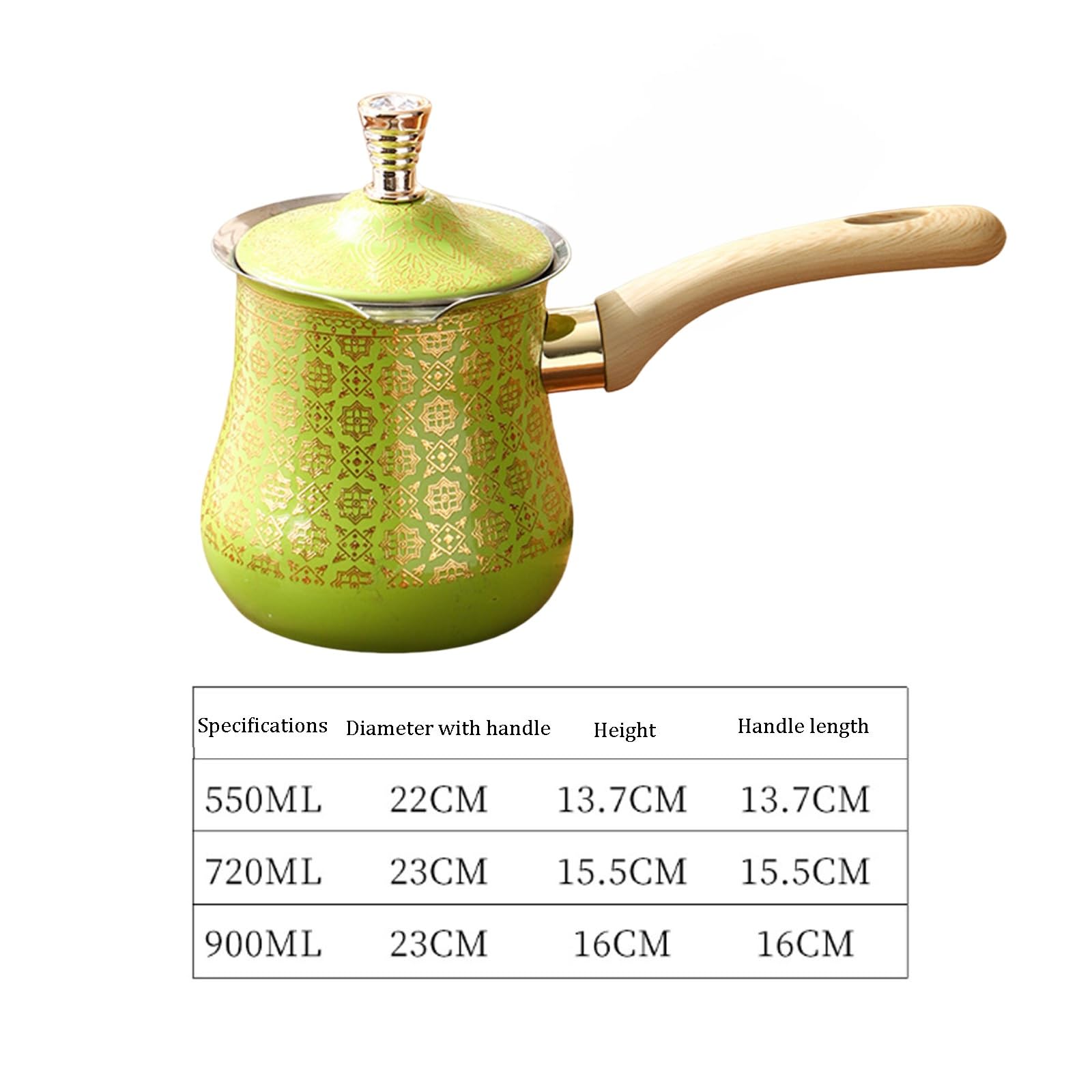 Kuty miedziany czajniczek, turecki dzbanek do kawy w stylu vintage z długim uchwytem, ​​ręcznie wykonany czajnik kompatybilny z płytą kuchenną,(720ml)