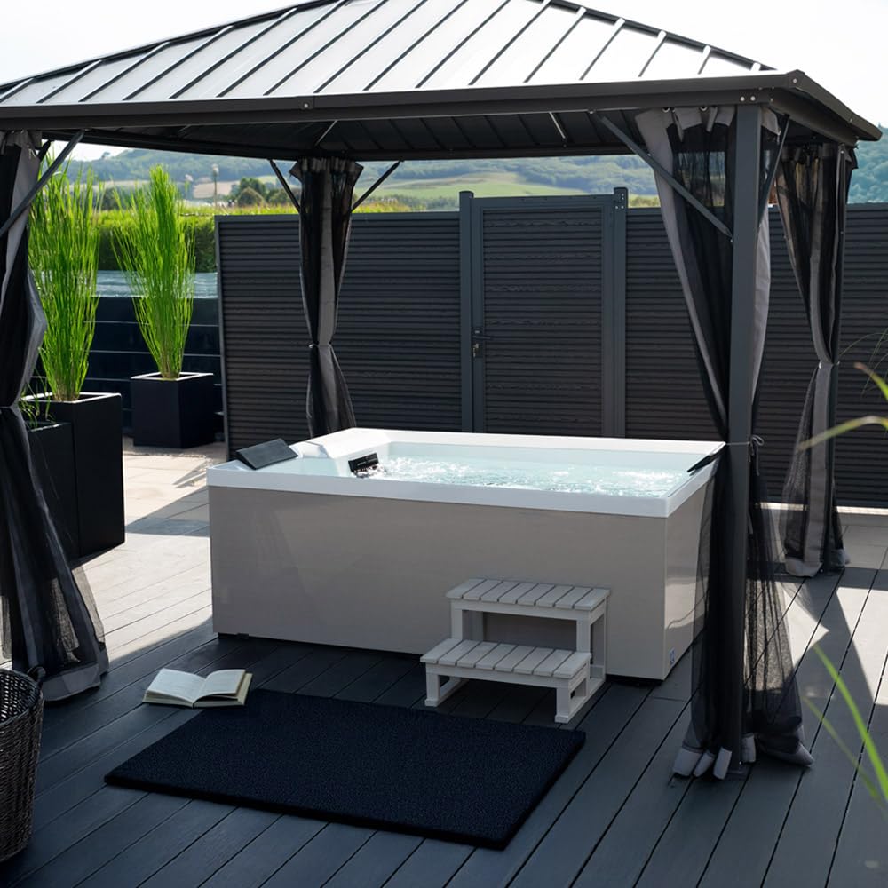 Home Deluxe - Outdoor Whirlpool Nimbus Deluxe - con scale e copertura termica - Dimensioni: 190 x 140 x 70 cm - Incl. riscaldamento, 18 getti massaggianti I vasca idromassaggio esterno per 2 persone