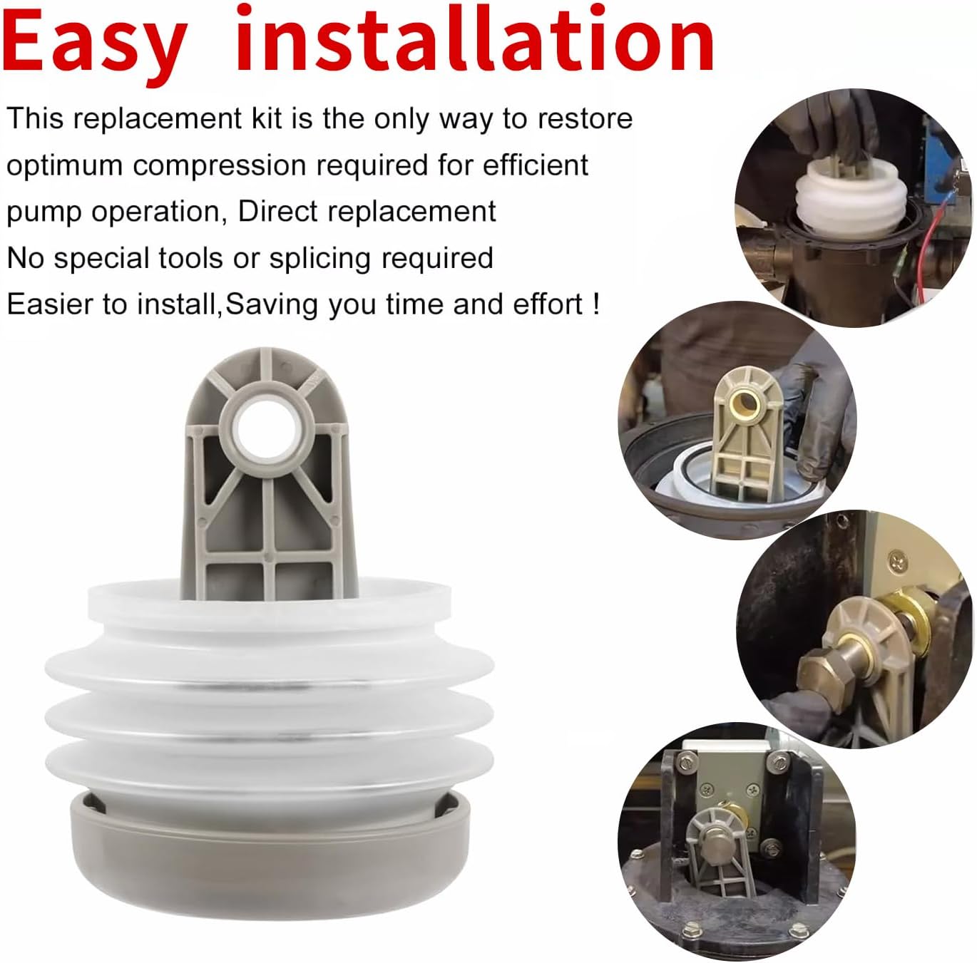 Fits for Dometic 385230980 Pump Bellow Kit Include 385310076 1-1/2 Duckbill Valve (4Pack) and 385310151 O-Ring (2 Pack) Replace for S, T, J Series Vacuum Pump for RV and Boat Toilet Vacuum Pump System