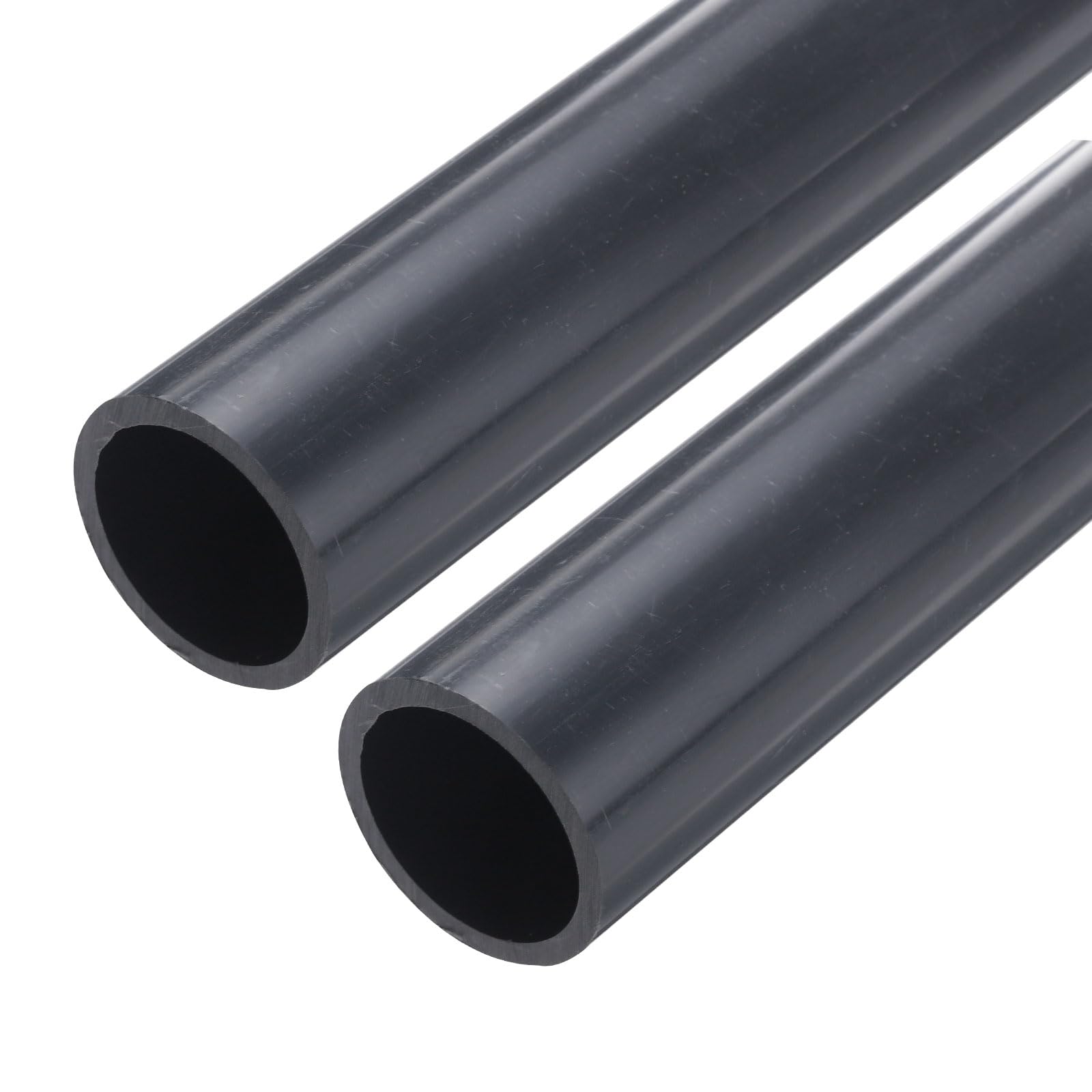 sourcing map 1 1/2 Inch PVC Rigid Tube Round Pipe Tubing Hardware Tubing 31.6mm ID 38mm OD 9" Length Dark Grey High Impact for Water Pipe, Crafts, Cable Sleeve 2pcs