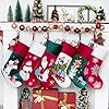 BHD BEAUTY Set of 6 Christmas Stockings Luxury Velvet Stockings Lovely Embroidery Pattern for Family Decorations Hanging Ornament for Xmas Holiday Party 21 inches