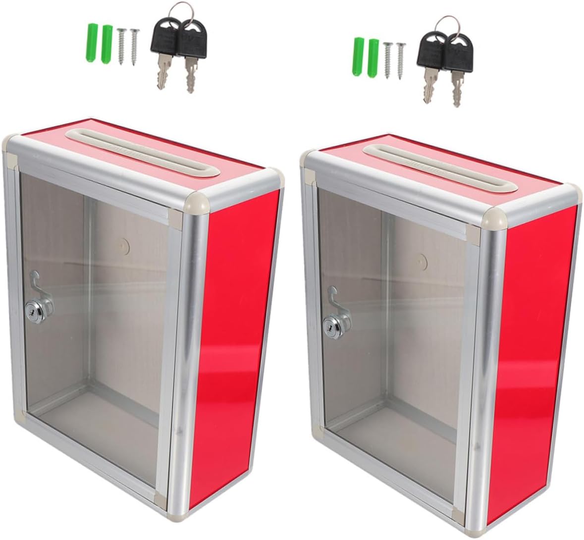 Balacoo 2pcs Weatherproof Key Lock Wall Mount Mailbox Metal Wall Mailbox for Home