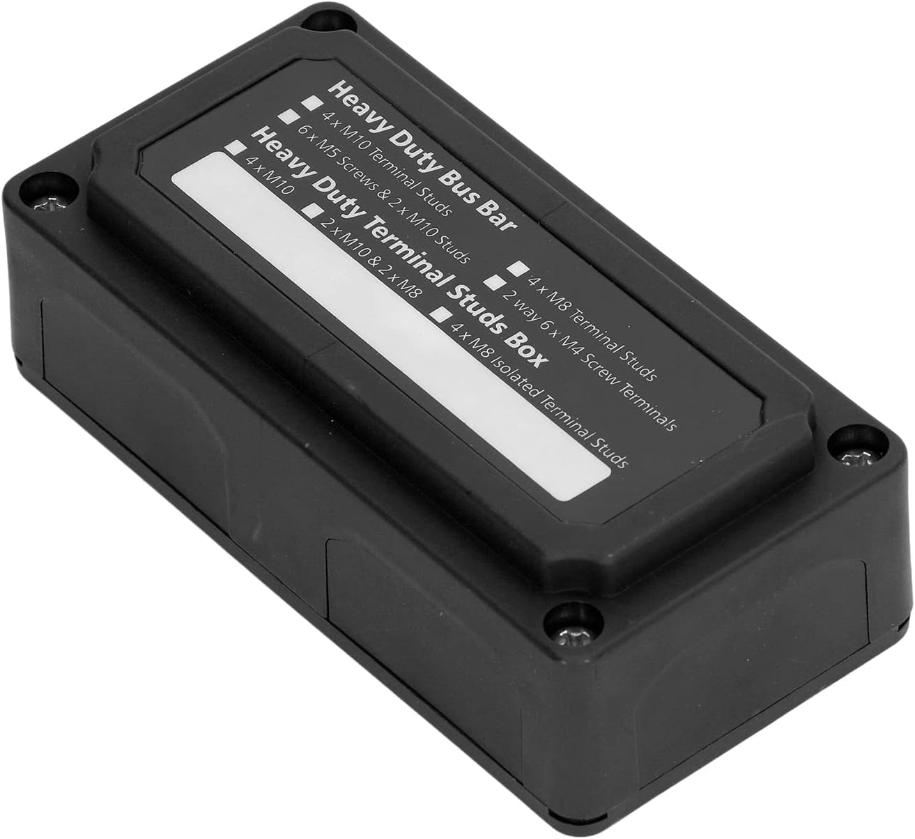 Bus Bar Box Power Distribution Block, 48V 300A with M10 Terminal Studs, Red - Durable Nylon Housing, Rustproof Stainless Steel, Ideal for Automotive and Marine Use (Black)