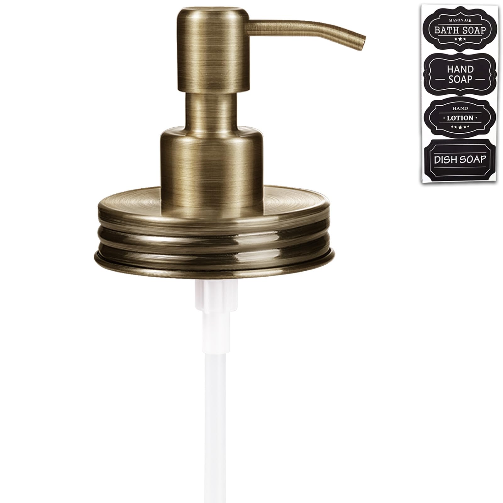 Amolliar Mason Jar Liquid Soap Dispenser Lid, Farmhouse Pump, Brass 1 Pack