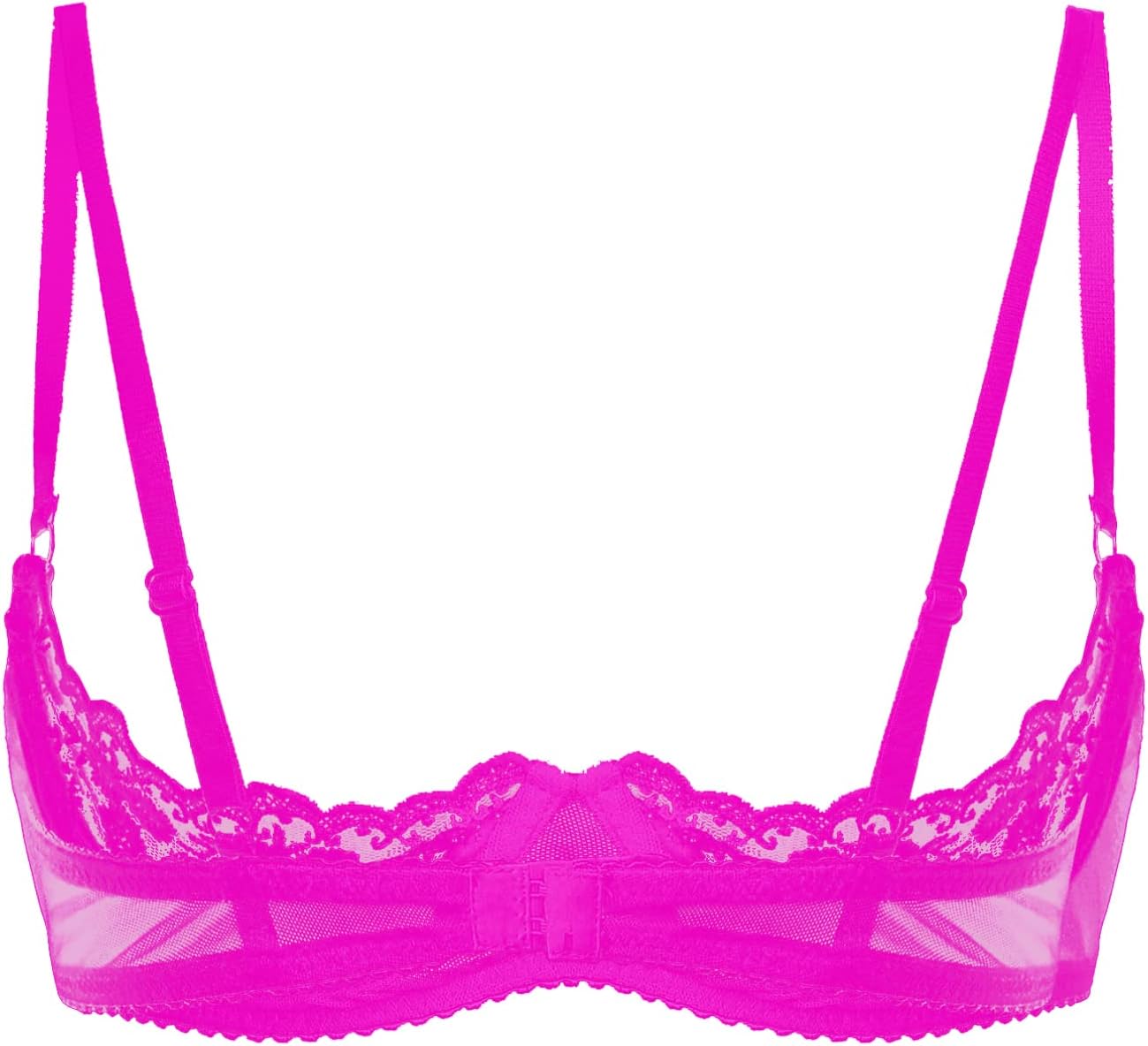 Vxuxlje Women's Sheer Mesh Floral Lace Underwired Bra Tops Push Up Open Cup Shelf Bra Lingerie