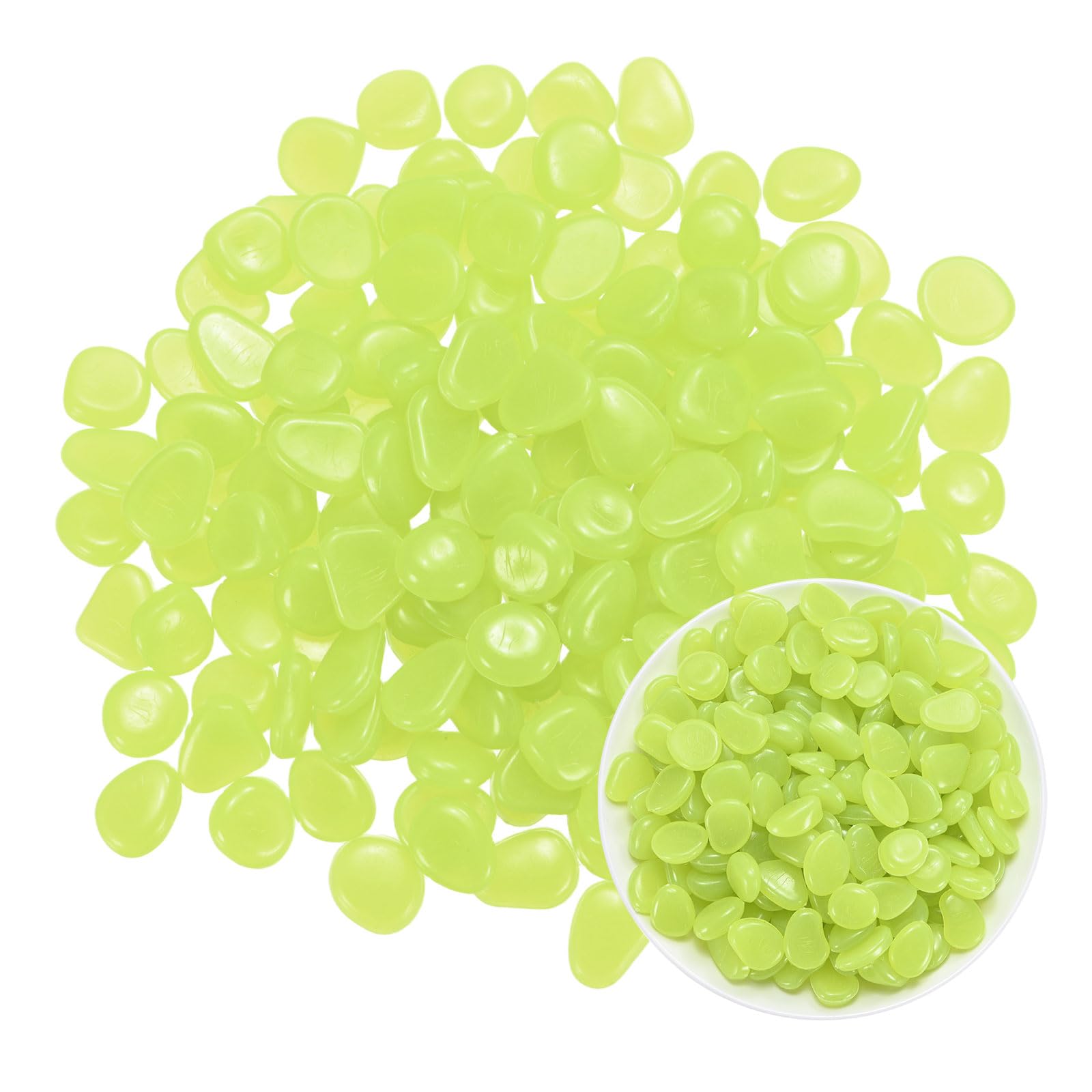 M METERXITY 100-Pack Glow in the Dark Rocks 0.79" Resin Garden, Yellow