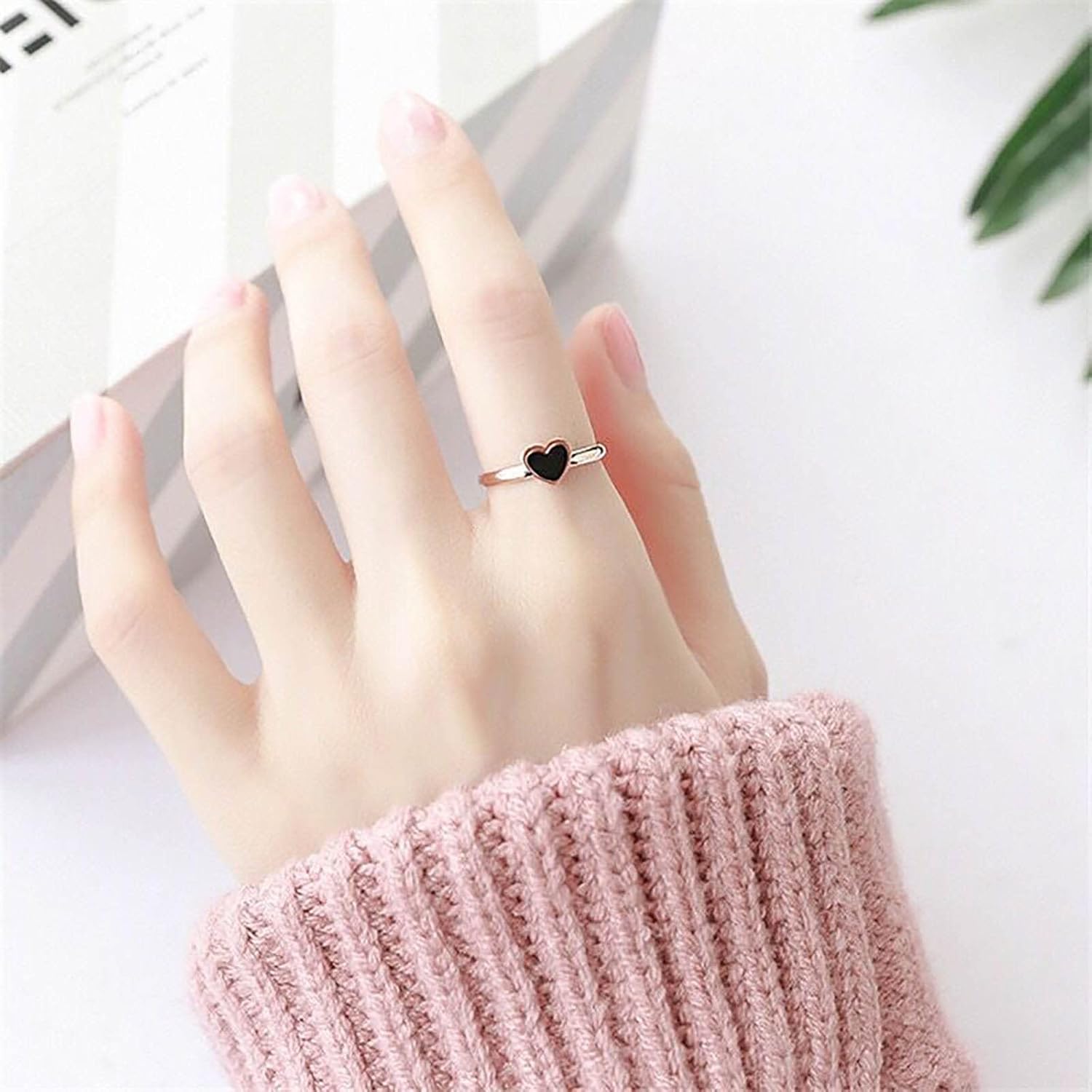 3 Pack Stainless Steel Geometry Rings Set for Women Teen Girls Simple Stacking Rings Round Square Classic Statement Rings Titanium Love Heart Finger Band Rings Black Glass Crystal Stackable Rings Aesthetic Jewelry Gift: Clothing, Shoes & Jewelry