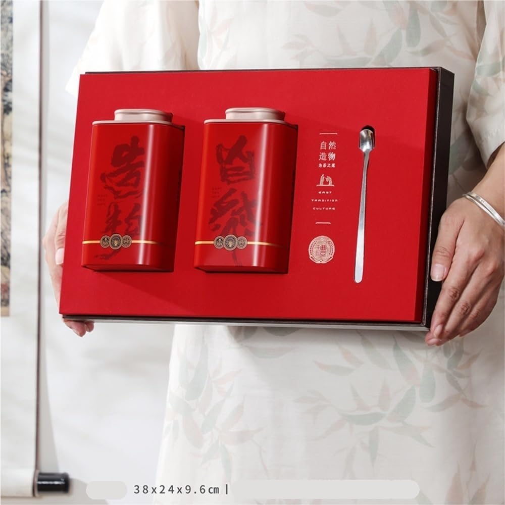 Tarro De Azúcar Contenedor de Almacenamiento de té a Granel, Tarro de Cocina, Lata sellada, Juego de té Retro, Caja de Regalo de Doble Lata, Caja vacía Bote De Té(A)