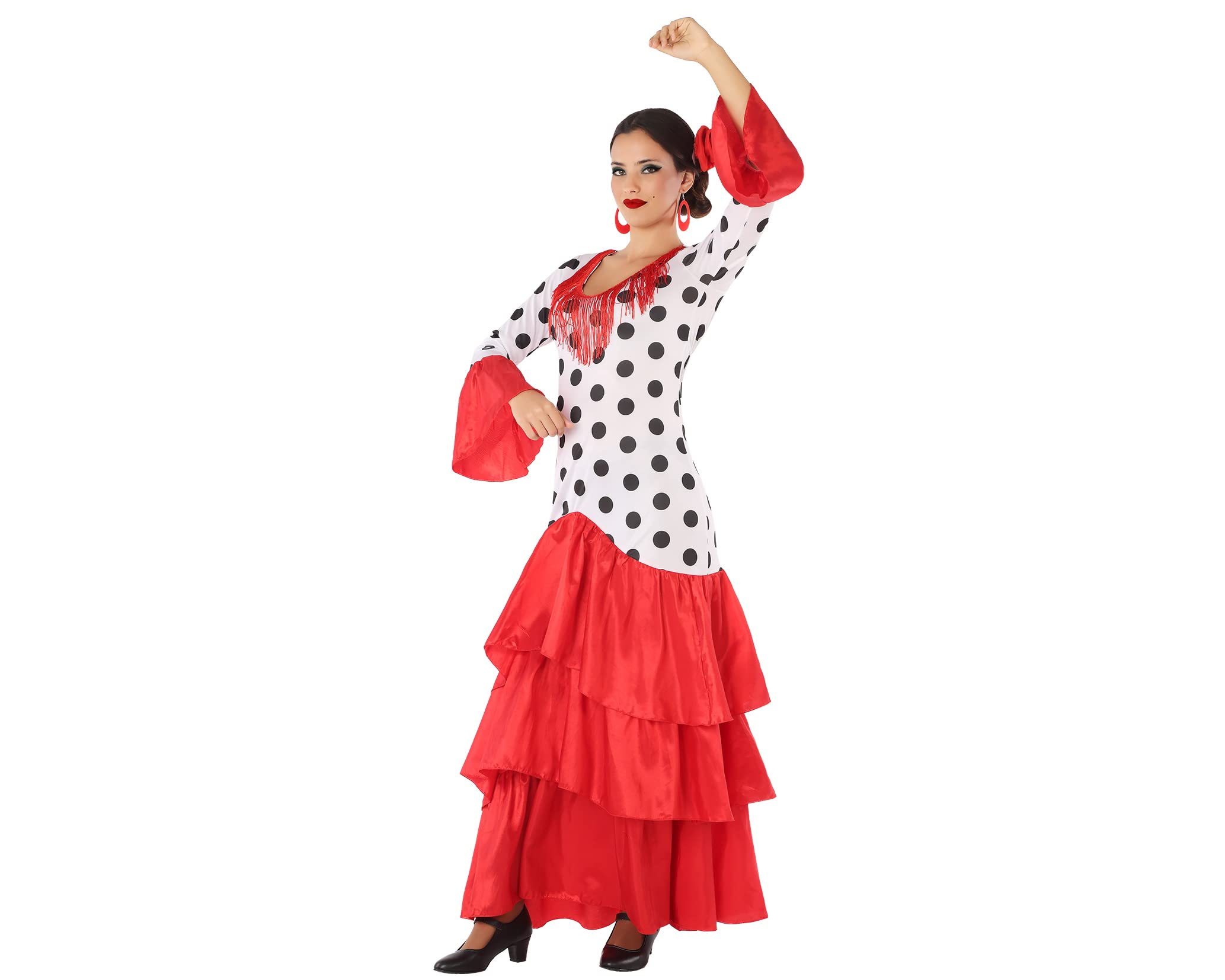 Atosa Disfraz Flamenca Sevillana Blanco Rojo Mujer Adulto