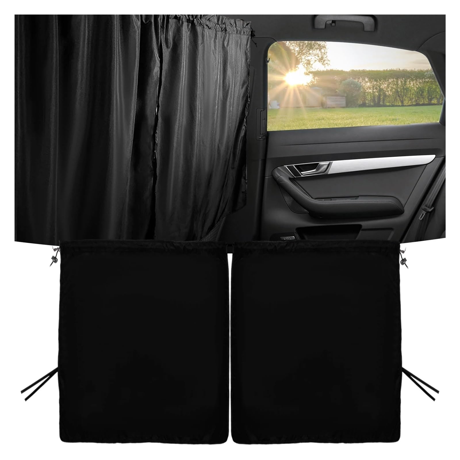 Rideau Voiture Rideaux de confidentialité for Voiture, Rideau séparation Universel for Banquette arrière, Pare-Soleil occultants, Accessoires for vitres latérales(3pcs)