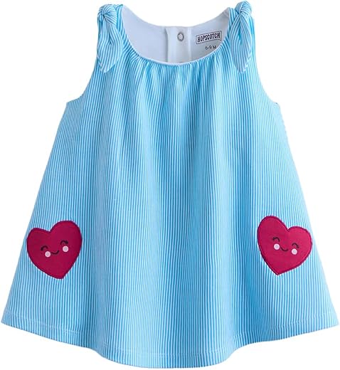 Hopscotch Heart Embroidered A-Line Dress for Ages (12-18 Months)