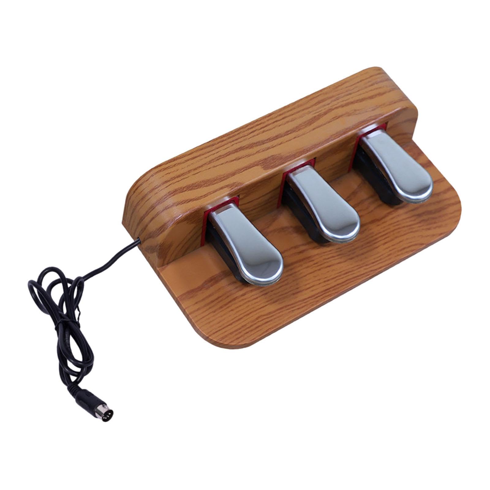 Sustain Pedal Anti-Rutsch-Dreifach-Pedal für Keyboard, E-Piano, Performance, Braun, 30 x 7,5 x 17 cm
