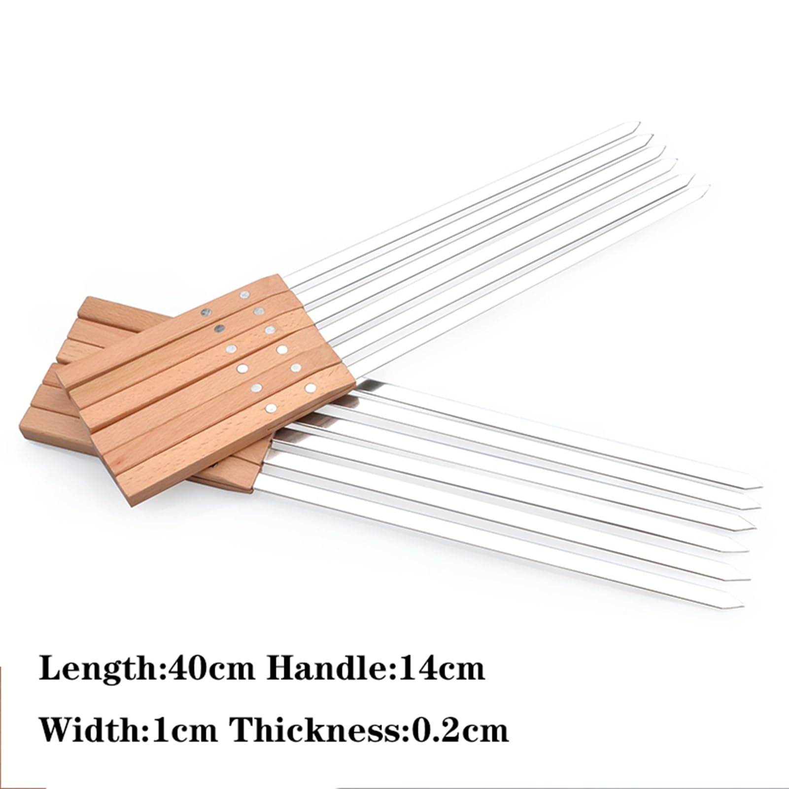 Brochetas afiladas for Asar con Mango de Madera, brochetas de Kabob, reutilización, Carne fácil de Usar, for cóctel, Barbacoa, Barbacoa, Fruta, 5 uds. (Size : 15)