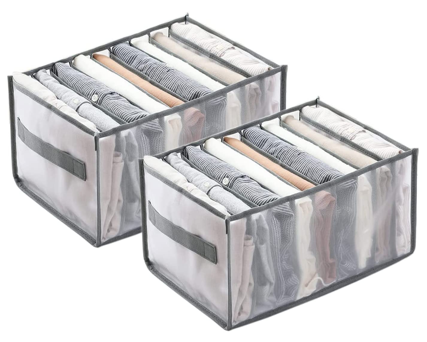 GenericClothes Organizer, 9 Grids Closet Storage Drawer, Visible Wardrobe Clothes Mesh Storage Boxes With Side Handles for Jeans Trousers T-shirt Underwear Skirts, 2 Pack