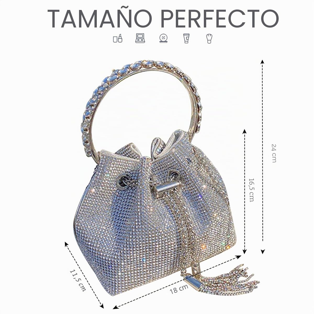 TOPALL Bolso Fiesta Mujer,Bolso de Fiesta Pequeña, Bolso de Mano Noche,Bolso de Mano para Mujer con Purpurina, Bolso Cruzado, Bolso de Novia para Boda, Evento, Citas, Cóctel