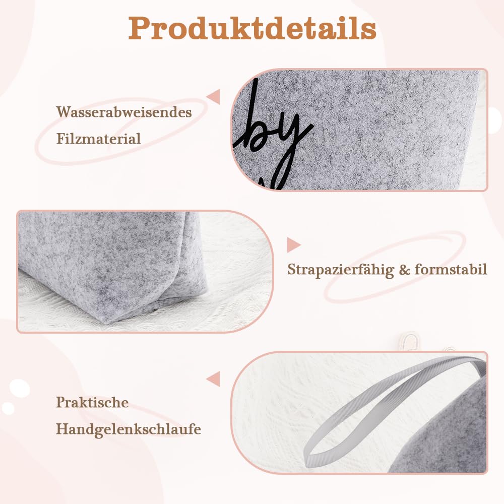 Un Cadeau Chaleureux pour Futures Mamans – Lot de 2 Pochettes en Feutre Gris Clair « Maman & Bébé » avec Carte de vœux et enveloppe – Cadeau de Grossesse, Surprise pour Baby-Shower