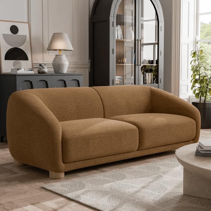 Image of Kaniel Premium Boucle Fabric 3 Seater Sofa for Living Room and Offices (Brown, 3 Seater)