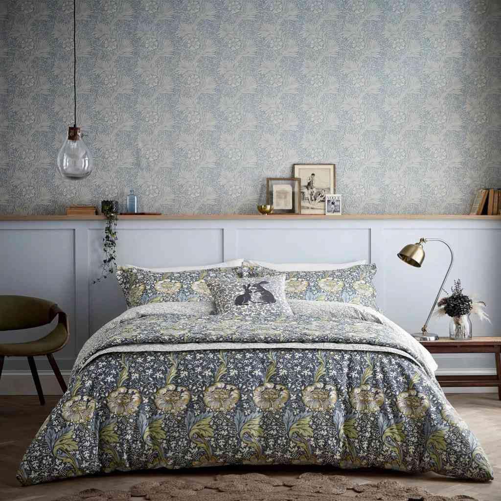Morris And Co  Blue Kennet Duvet Cover Set in Size King, Sports Direct