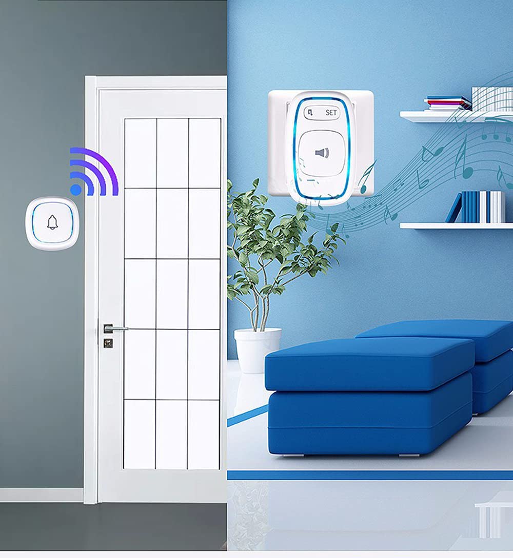 Timbre InaláMbrico Enchufe De Pared Inalámbrico, Diseño De Timbre a Prueba De Agua De 4 Volúmenes Con LED Intermitente Blanco Ideal Para Timbre De Entrada De Puerta Enchufable Adecuado Para Familias