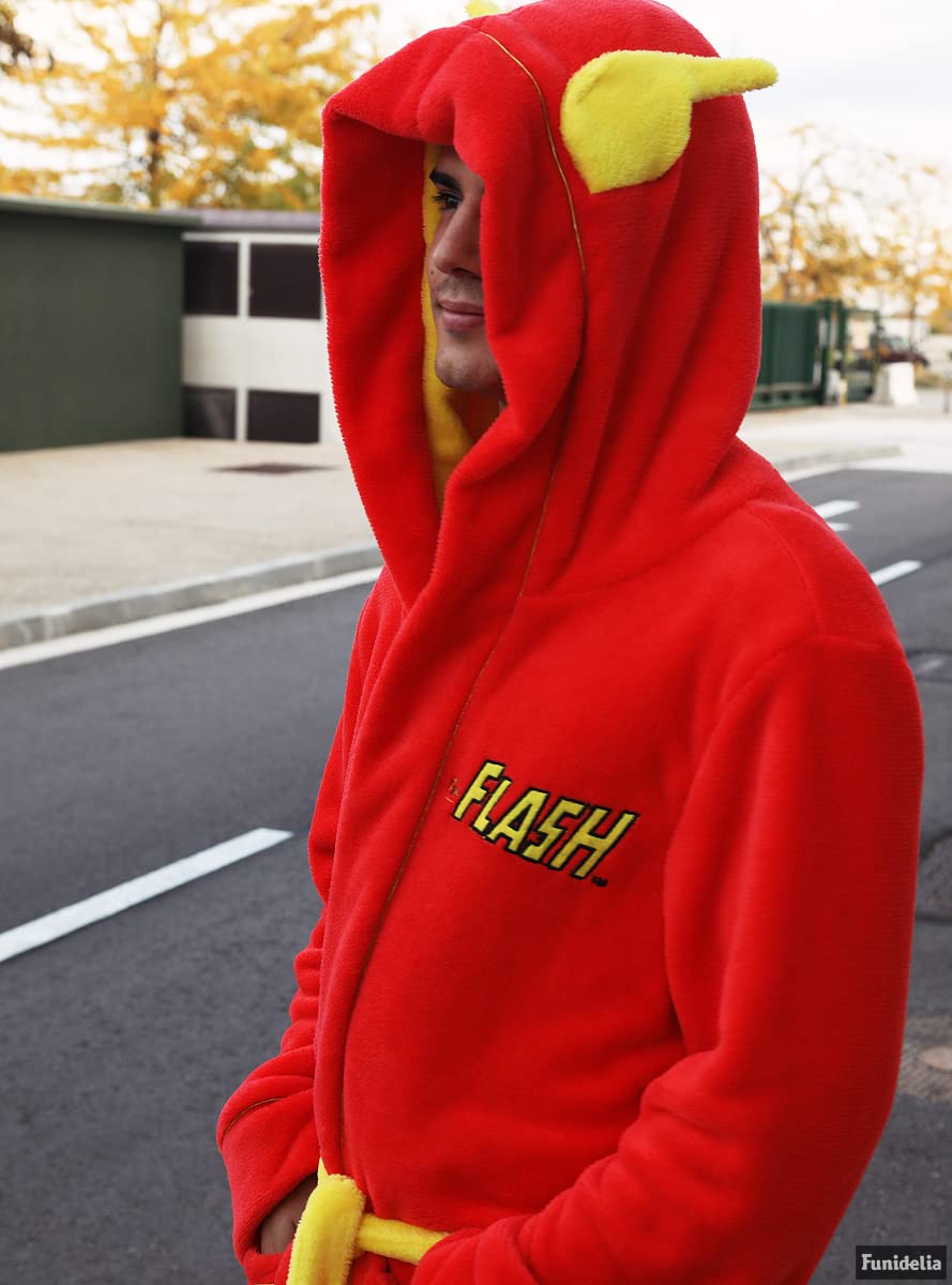 Funidelia | Bata de Flash para hombre Superhéroes, DC Comics - Accesorios & merchandising - Regalos originales para Navidad, cumpleaños y otras celebraciones - Talla L-XL - Rojo