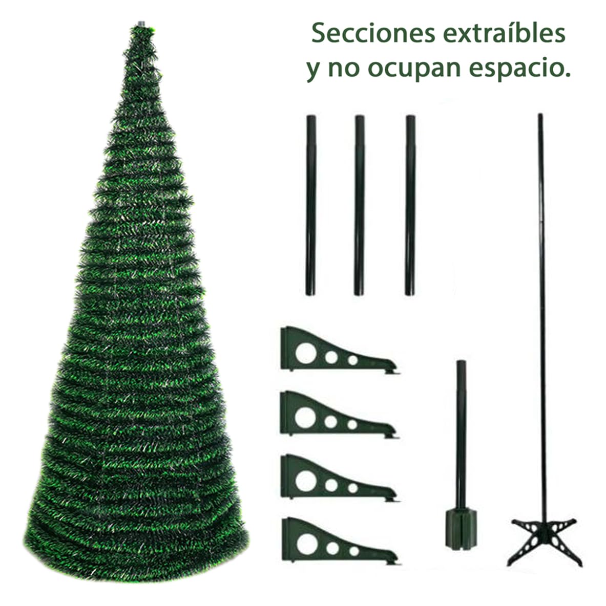 Árbol de Navidad Plegable Negro Nieve Verde Pino Blanco Nieve tamaño 150CM - 180CM Árbol de Navidad Plegable Flocado predecoradas para el Hogar, Dormitorio, Comedor (Verde, 180CM)