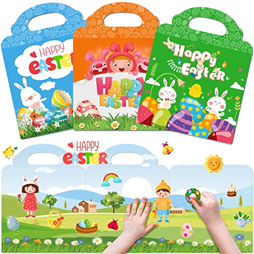 Easter Reusable Sticker Books For Kids - 3 Sets Static Adhesive Stickers Book For Toddlers Age 2 3 4 5 Preschool Learning Activities Ideal Gifts For Boy/Girl Easter Basket Stuffers #TOP6