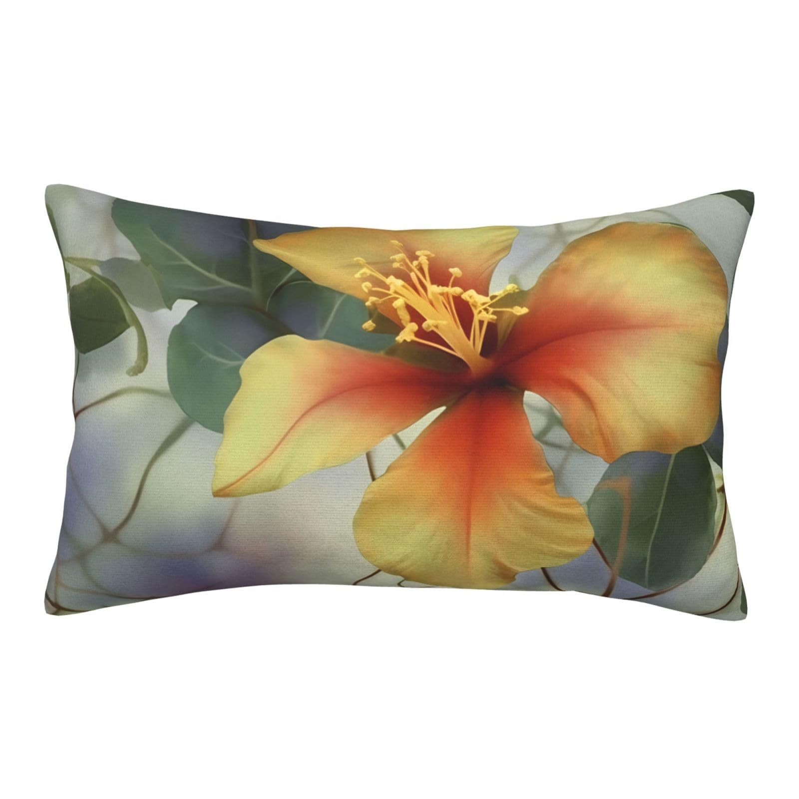 Velvet Pillowcases 16"x24" Ultra Soft Breathable Pillow Cases, Luxury Fuzzy Throw Pillow Covers with Zipper, Green Eucalyptus Leaves Pillow Shams All Seasons Decorative Cushion Cases for Couch