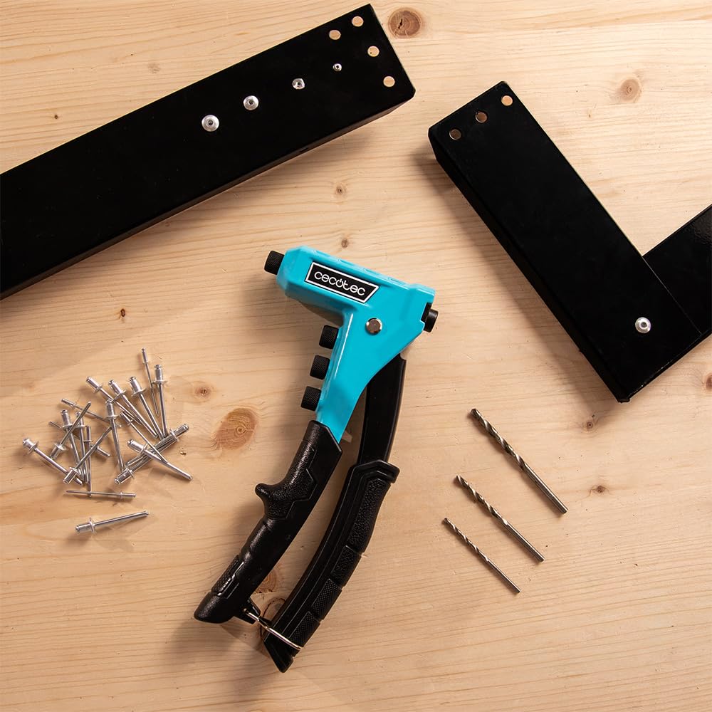 Cecotec Rivettatrice manuale FixerForce 4000 Full equip, Regolazione senza Chiave, Include 4 Ugelli di Diverse Misure (2.4, 3.2, 4, 4.8 mm) e 4 Mandrini, Valigetta e 400 Rivetti Inclusi