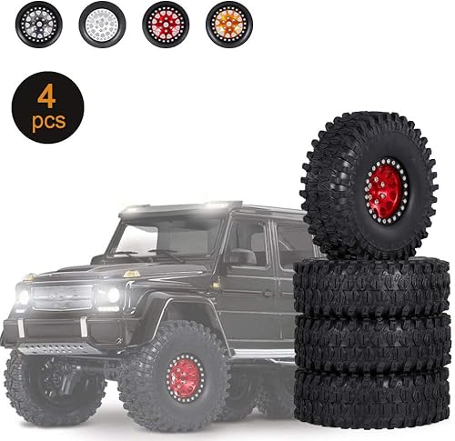Miniatura 2 de GoolRC 4 neumáticos de goma RC Crawler de 1.9 pulgadas con borde de metal para 110 RC Rock Crawler Traxxas TRX-4 TRX-6 Axial Scx10 90046 RC4WD RC