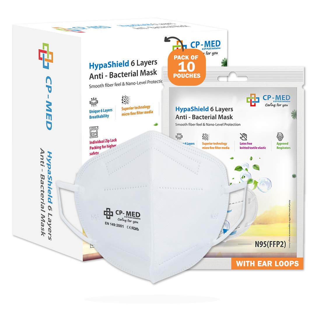 CP-MED by CP PLus N95 HypaShield 6 Layered Anti Bacterial Face Mask - Ear Loop Style (Pack of 10) (B099K4TVT4) Amazon Price History, Amazon Price Tracker