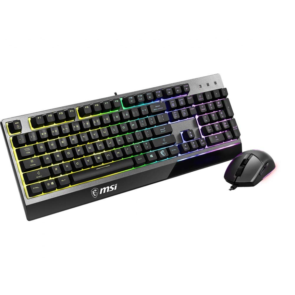 MSI VIGOR GK30 COMBO Gaming Keyboard (UK Layout) + Gaming Mouse Bundle - Mech-Membrane Switches, 6-Zone RGB Lighting Keyboard, Dual-Zone RGB Lighting Mouse, 5000 DPI Optical Sensor, Symmetrical