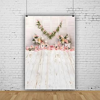 Qinunipoto 背景布 花飾りの木の板の背景 花の背景 1x1.5m 壁の飾り 記念写真 ビニール製 写真撮影 backdrop background 撮影背景 撮影シート 記念写真 背景紙 写真スタジオ
