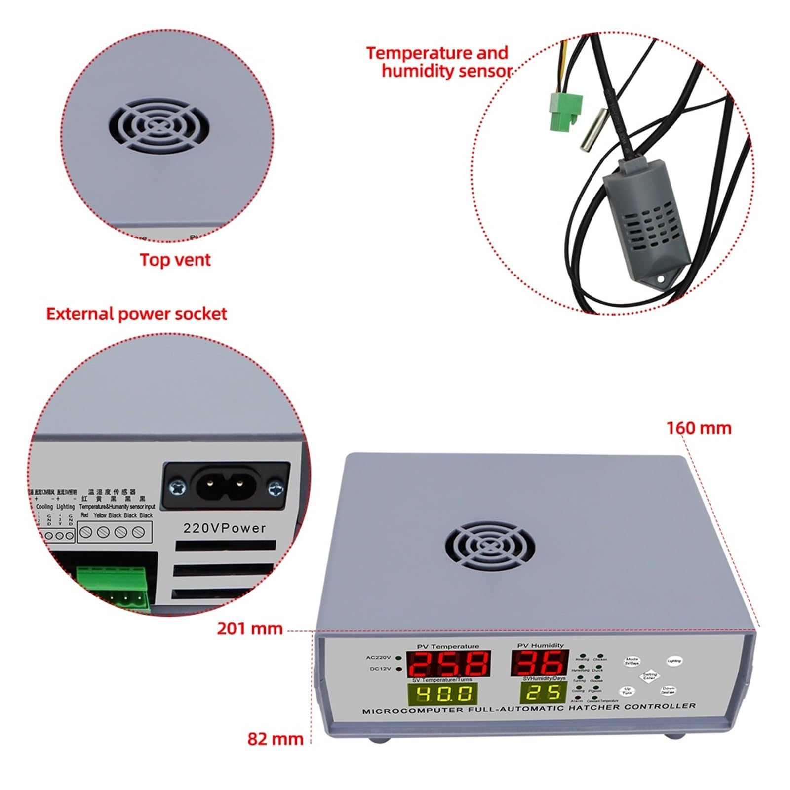 Kontroler Temperatury, Cyfrowy automatyczny termostat do inkubatora jaj Kontroler miniaturowego inkubatora jaj System sterowania Maszyna wylęgarnia XM-18K-2
