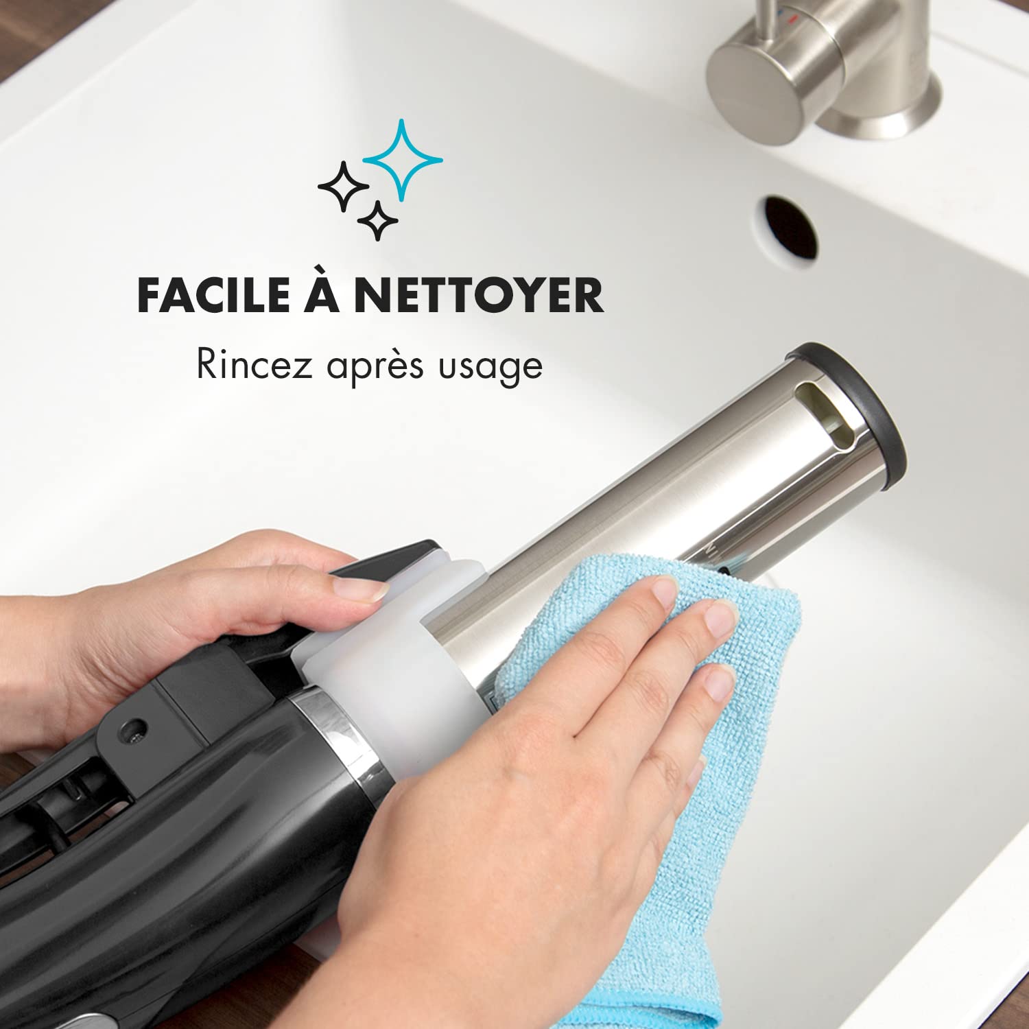 Klarstein QuickStick Mixeur plongeant sous vide (1 300 W, 20 litres, thermostat, minuteur, réglage de la température, écran LCD, bleu et noir