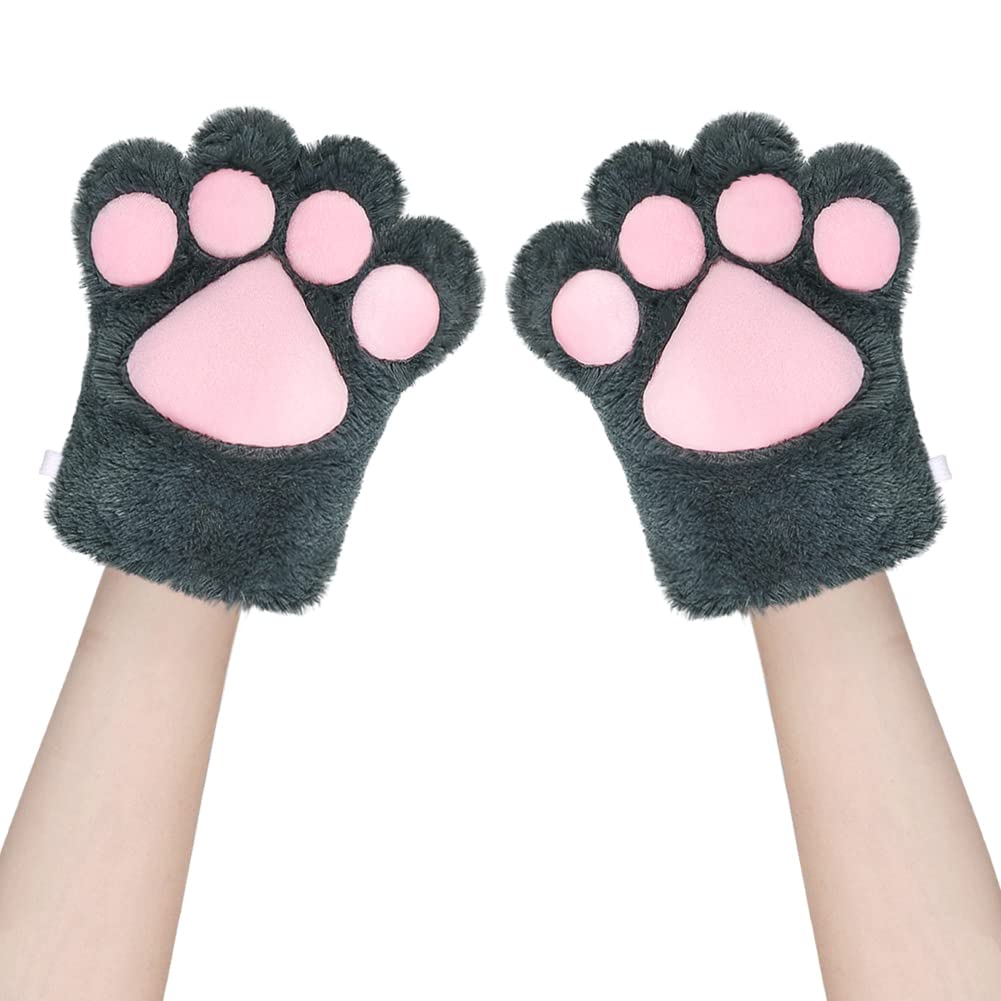 HKSICHENGKEJIUK Plush Cat Paw Gloves Cute Cat Bear Dog Claws Gloves Winter Warm Cartoon Animal Mittens Full Finger Thermal Hand Warmer Halloween Christmas Cosplay Party Costume Handwear for Adults - Image 3