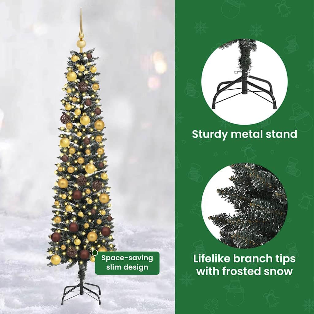vidaXL Árbol de Navidad Artificial Verde 180 cm PVC, Plástico y Acero, Árbol de Navidad para Sala, Decor Moderno en Forma de Cono, Luces LED USB Ajustables, hogar Festivo