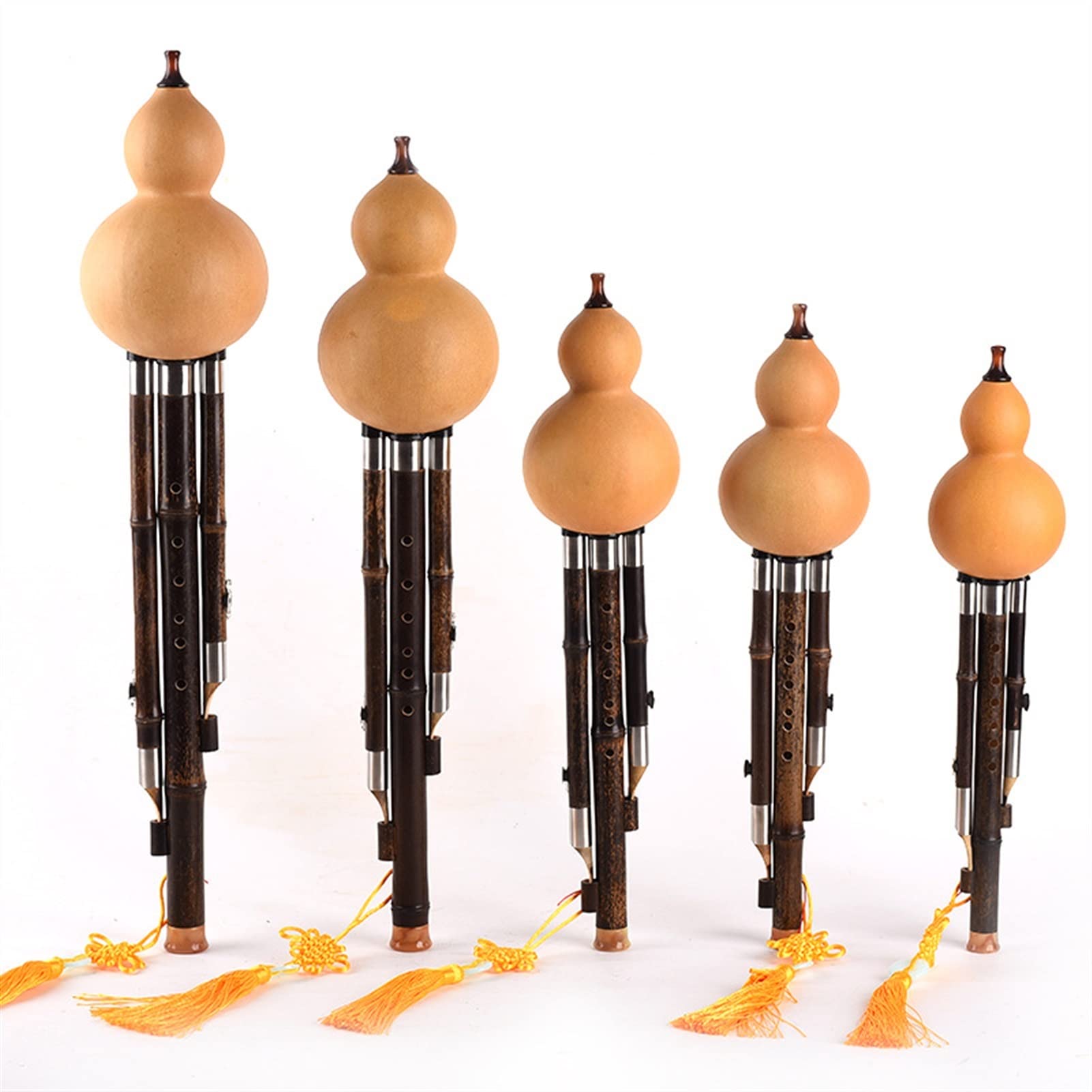 FLFL Gourd-Flöten-Instrument Purpurroter Bambus Hulusi Set Small D Drop B Lernen, Das Hulusi Spielt