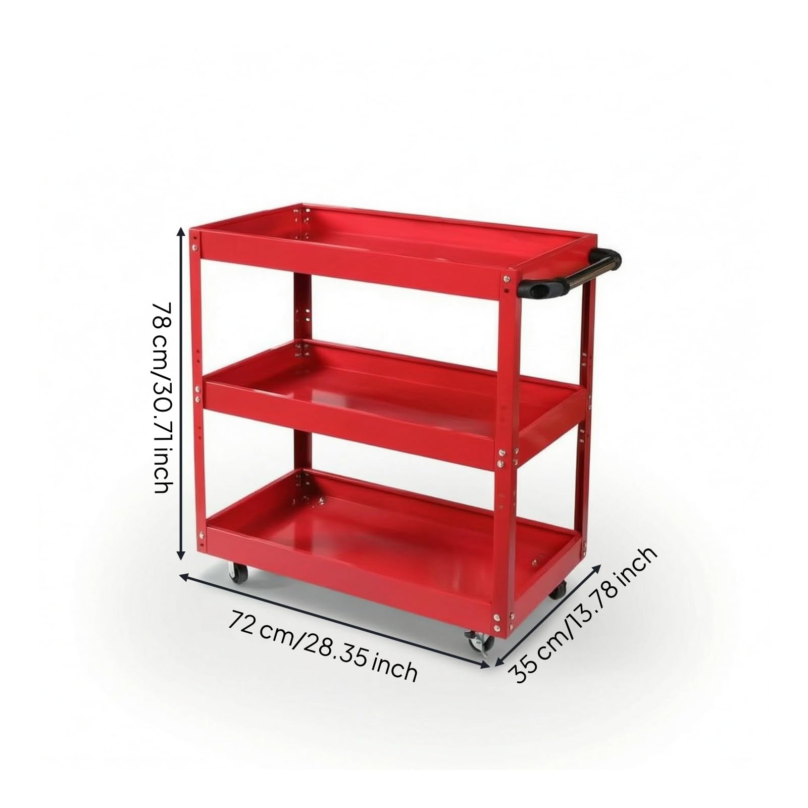 Carrello Portautensili a 3 Ripiani Mobile Carrello da Officina con Ruote Silenzioso per Artigiani, Garage, Modello HM4050
