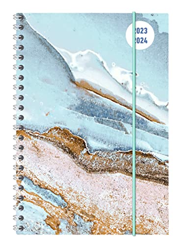 Collegetimer Blue Marble 2023/2024 - Schüler-Kalender A5 (15x21 cm) - Marmor - Ringbindung - Weekly - 224 Seiten - Terminplaner - Alpha Edition (Collegetimer A5 Ringbuch)