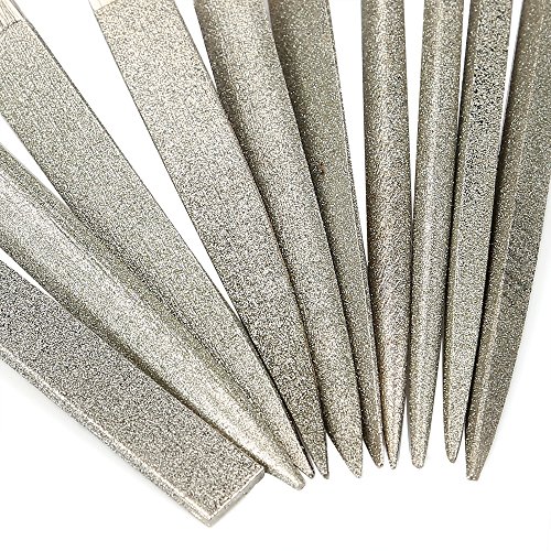 Diamond Needle File Set, Jewelers Hand Files Tool Kit for Metal Ceramic Stone Jewelry Rough Carving Glass Filing (10-Piece)