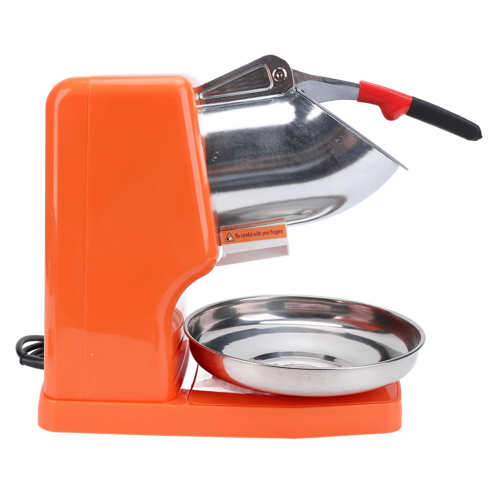 Generic Trituradora de Hielo Eléctrica, Máquina de Hielo Raspado de Acero Inoxidable de 500 W con Cuchillas Dobles y Cubierta Antisalpicaduras, para Uso Doméstico y Comercial (ORANGE)